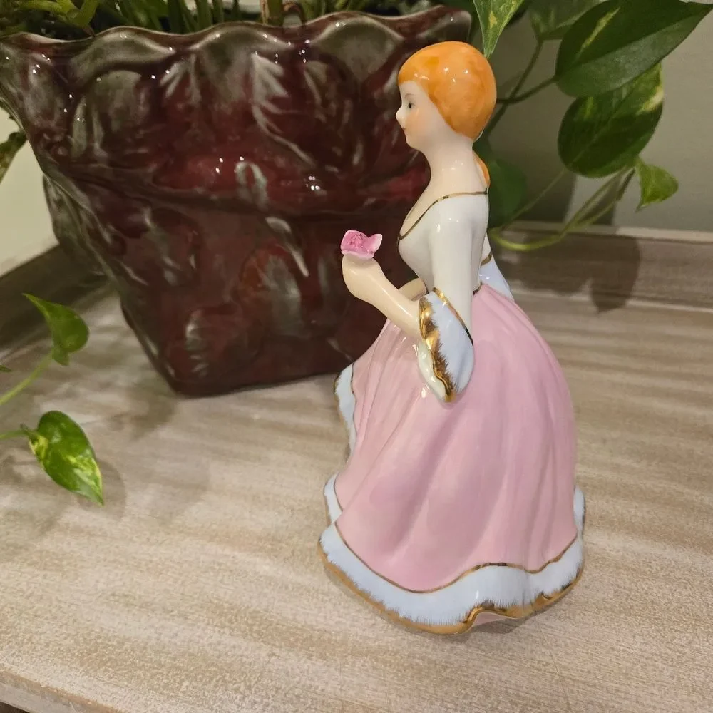 Vintage Elegant Pink and White Figurine 8 Inches Approx.
